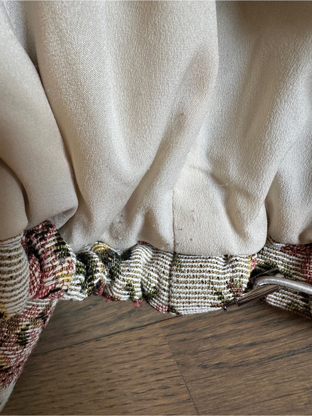 Floral Textured Stand-Collar Jacket in Beige and Rose - Picture 11 of 14